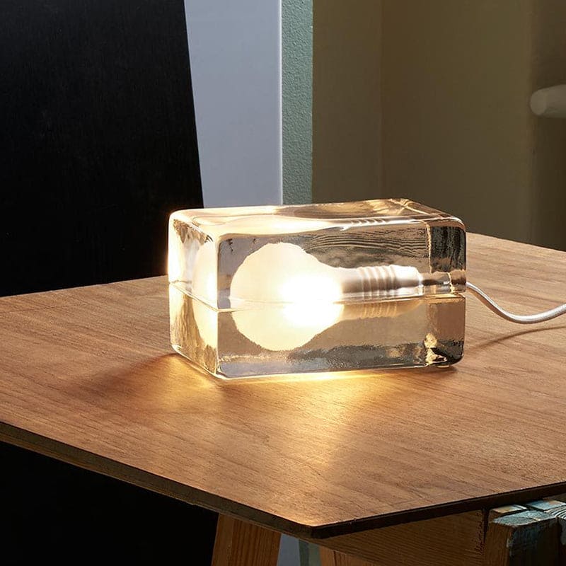 Lampe de Table Cube en Verre