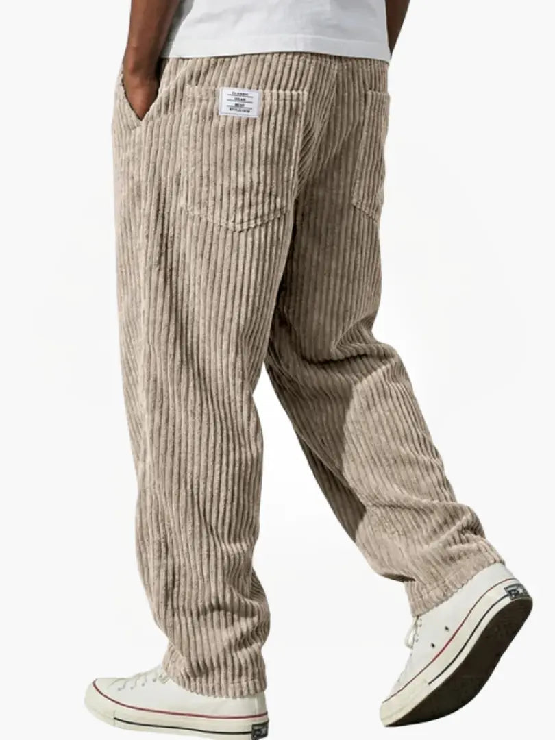 Men's relaxed cotton-blend corduroy trousers with drawstring waist