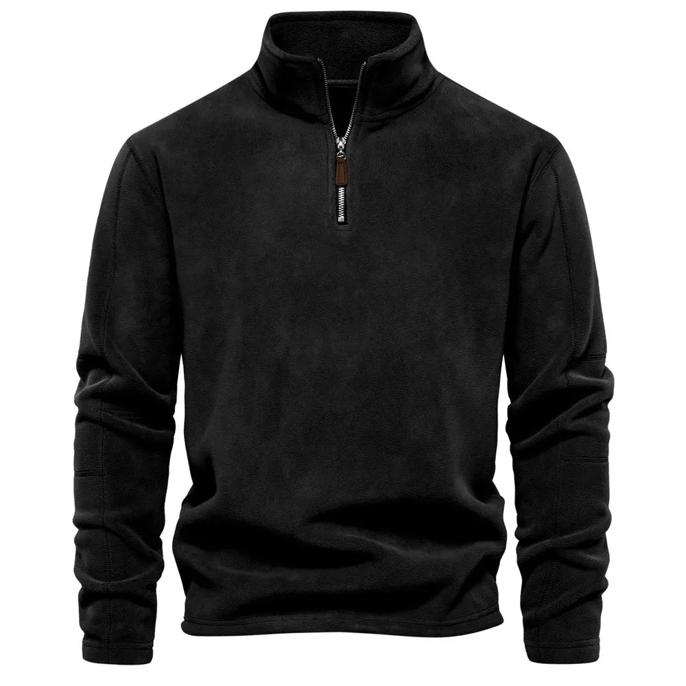 Men's long-sleeve half-zip sweatshirt with stand collar