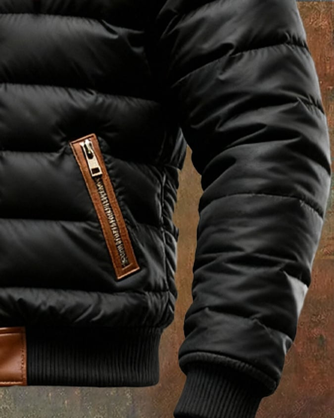 Kallos London | Black Quilted Sherpa Winter Jacket