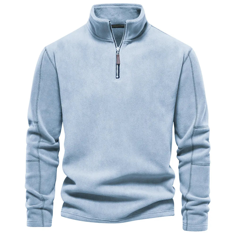Men's long-sleeve half-zip sweatshirt with stand collar