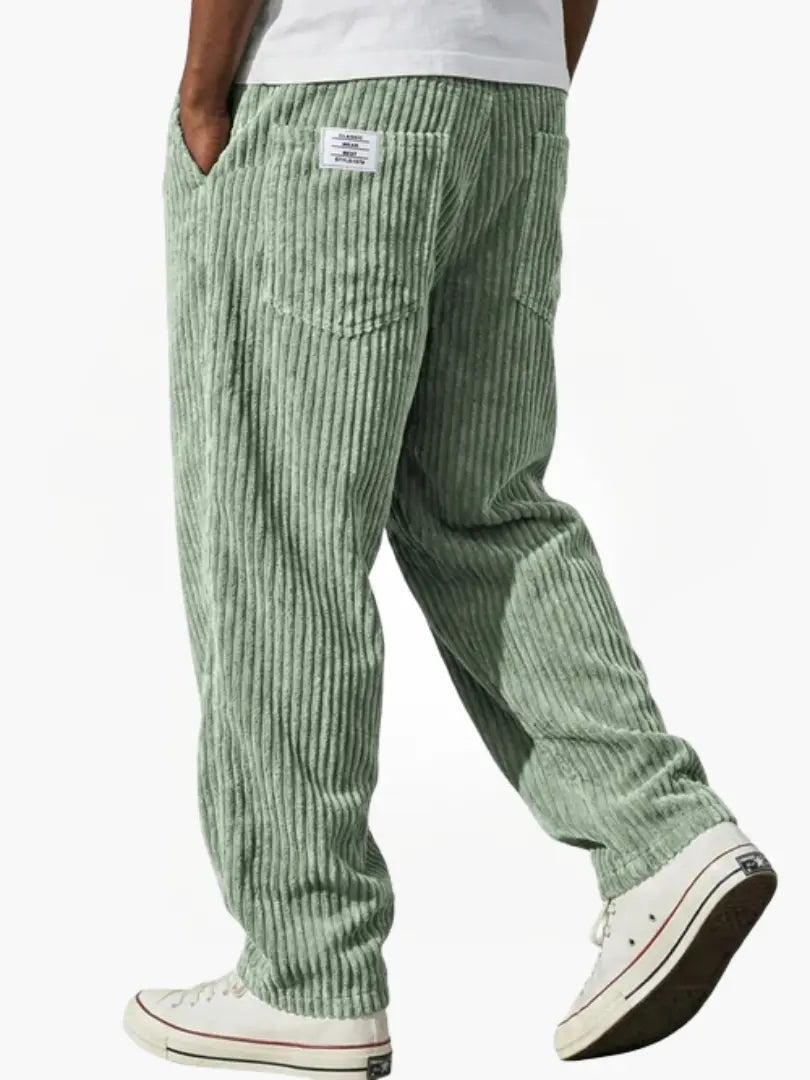 Men's relaxed cotton-blend corduroy trousers with drawstring waist