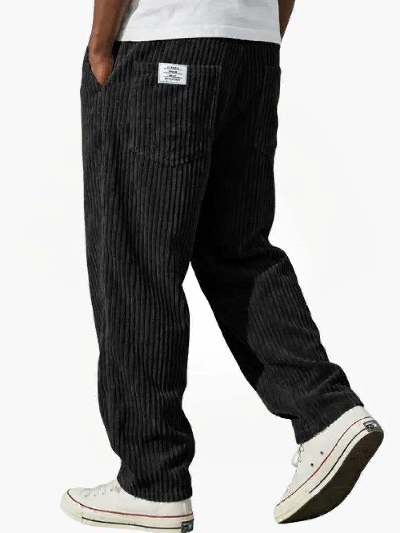 Men's relaxed cotton-blend corduroy trousers with drawstring waist