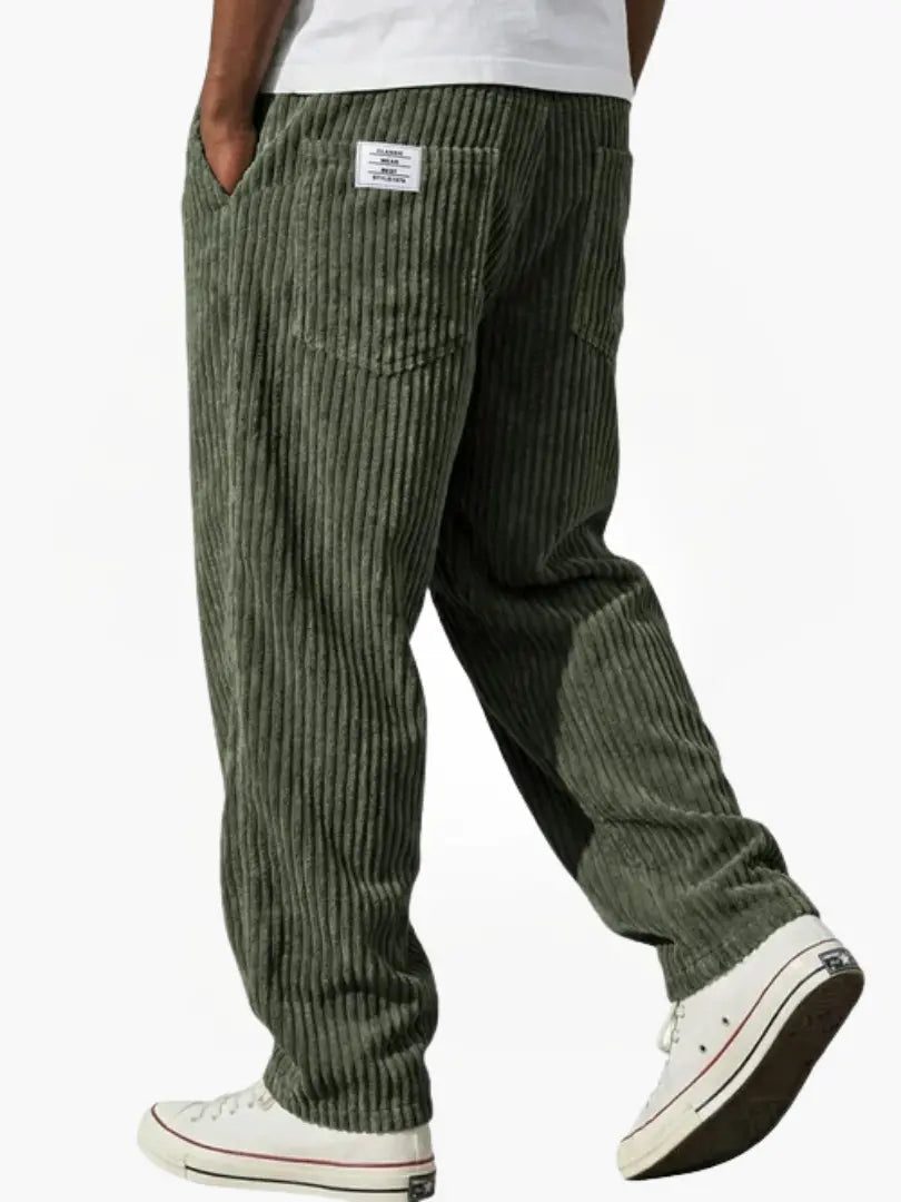 Men's relaxed cotton-blend corduroy trousers with drawstring waist
