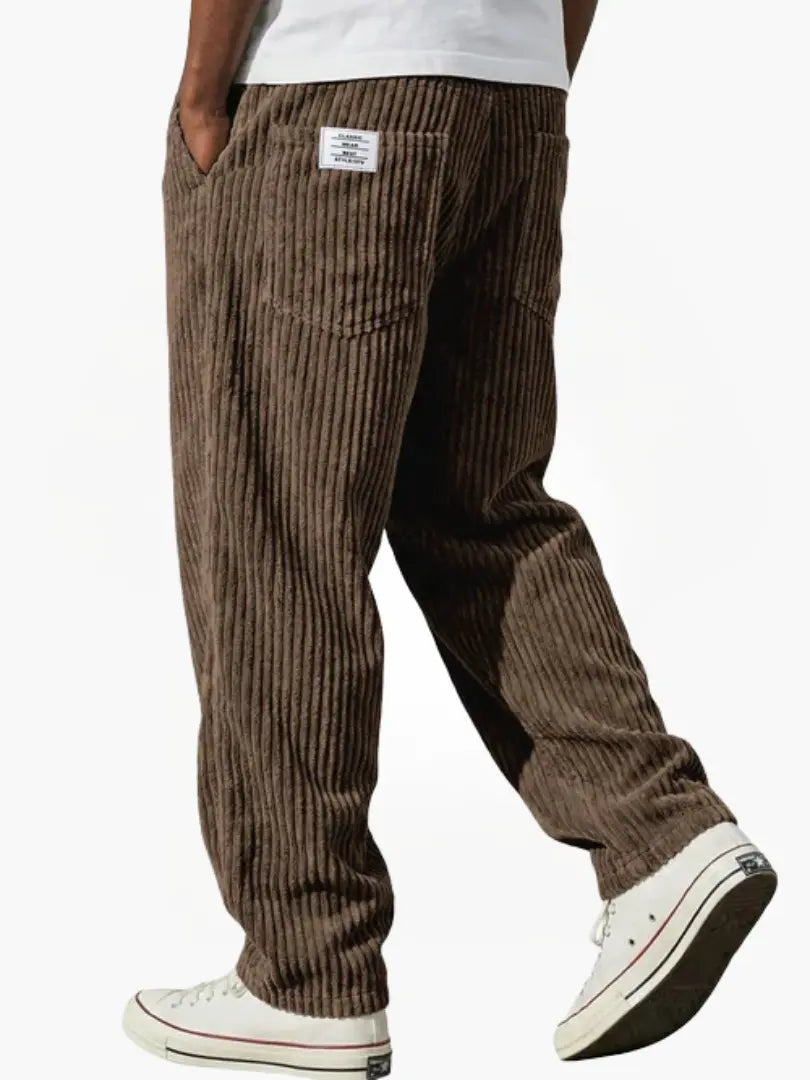 Men's relaxed cotton-blend corduroy trousers with drawstring waist