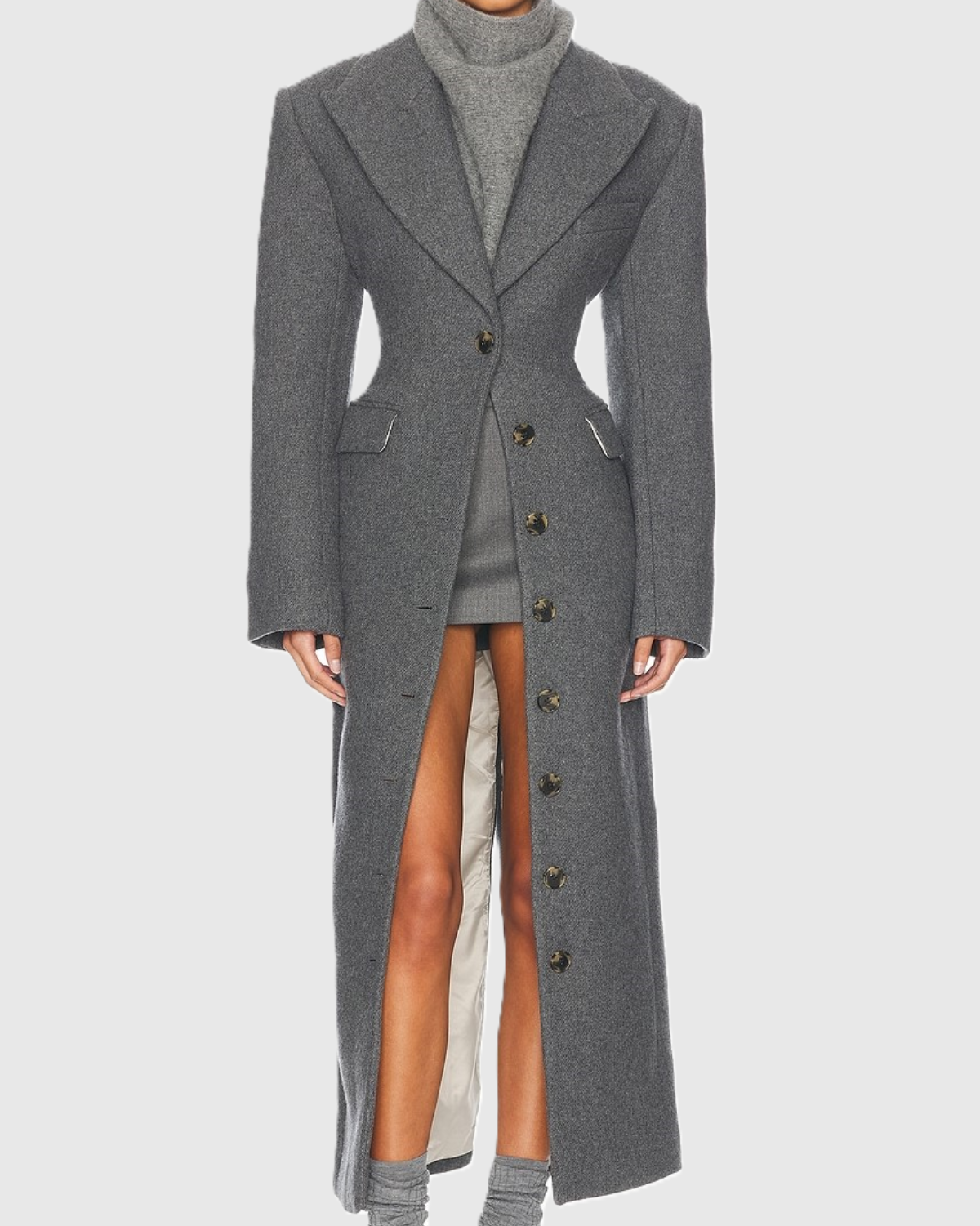 Kallos London | Elegant Grey Lapel Coat