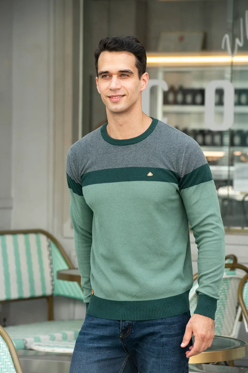 Contrast Knit Sweater for Men