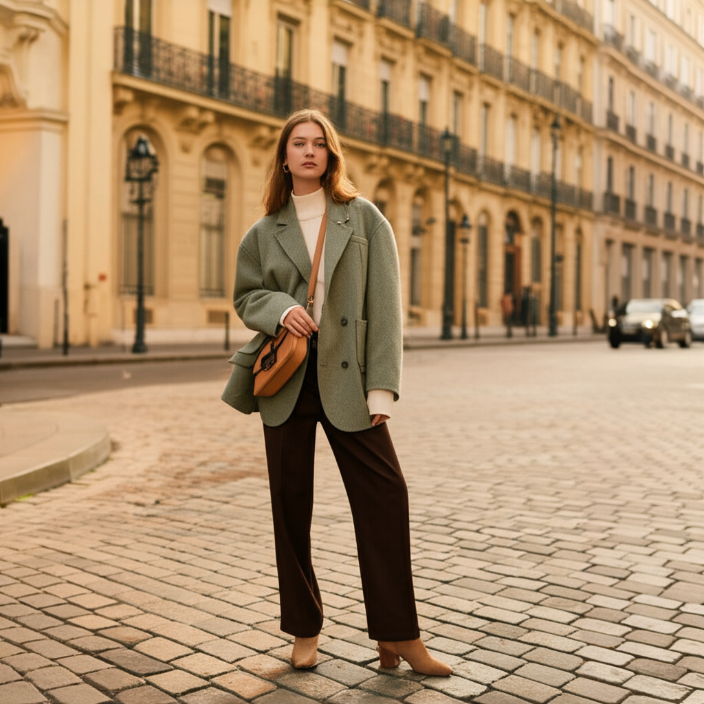 Kallos London CHIC Women's Wool Coats Loose Casual Double-Breasted Retro Double-Sided Jacket