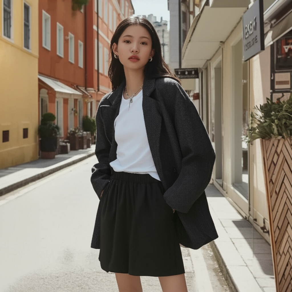 Kallos London CHIC Women's Wool Coats Loose Casual Double-Breasted Retro Double-Sided Jacket