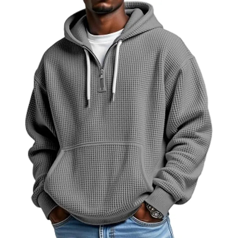 Men's waffle knit quarter-zip hoodie