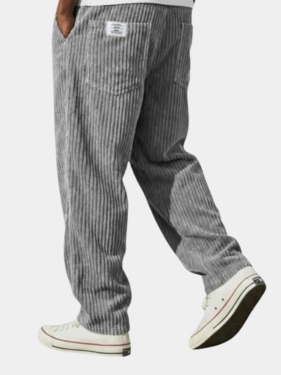 Men's relaxed cotton-blend corduroy trousers with drawstring waist