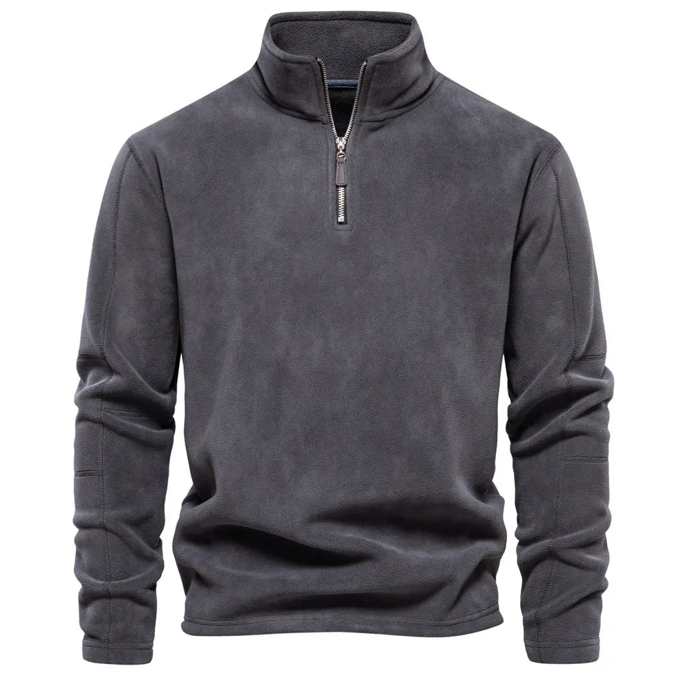 Men's long-sleeve half-zip sweatshirt with stand collar