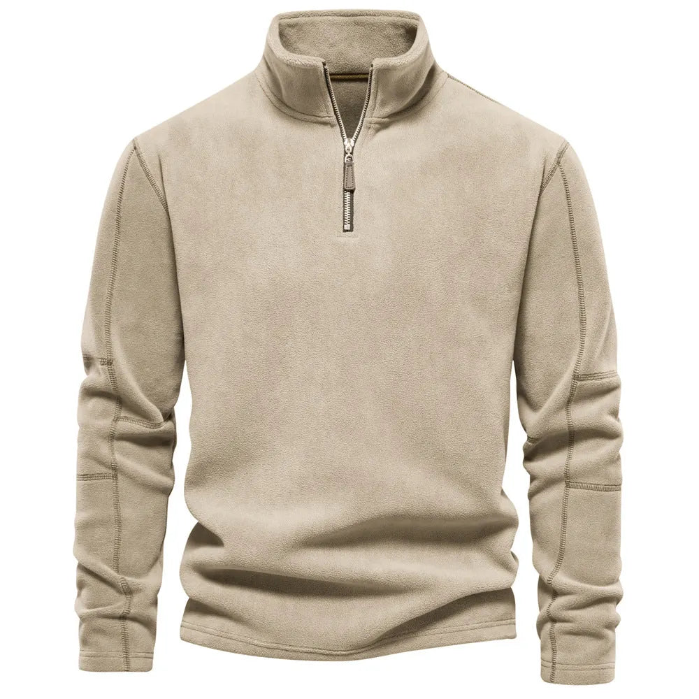 Men's long-sleeve half-zip sweatshirt with stand collar