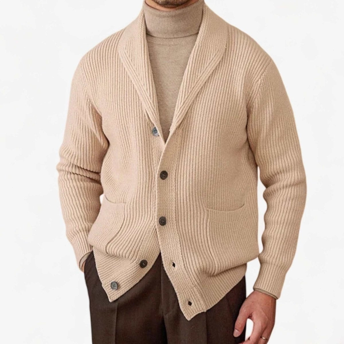 Men's classic wool-blend knit cardigan