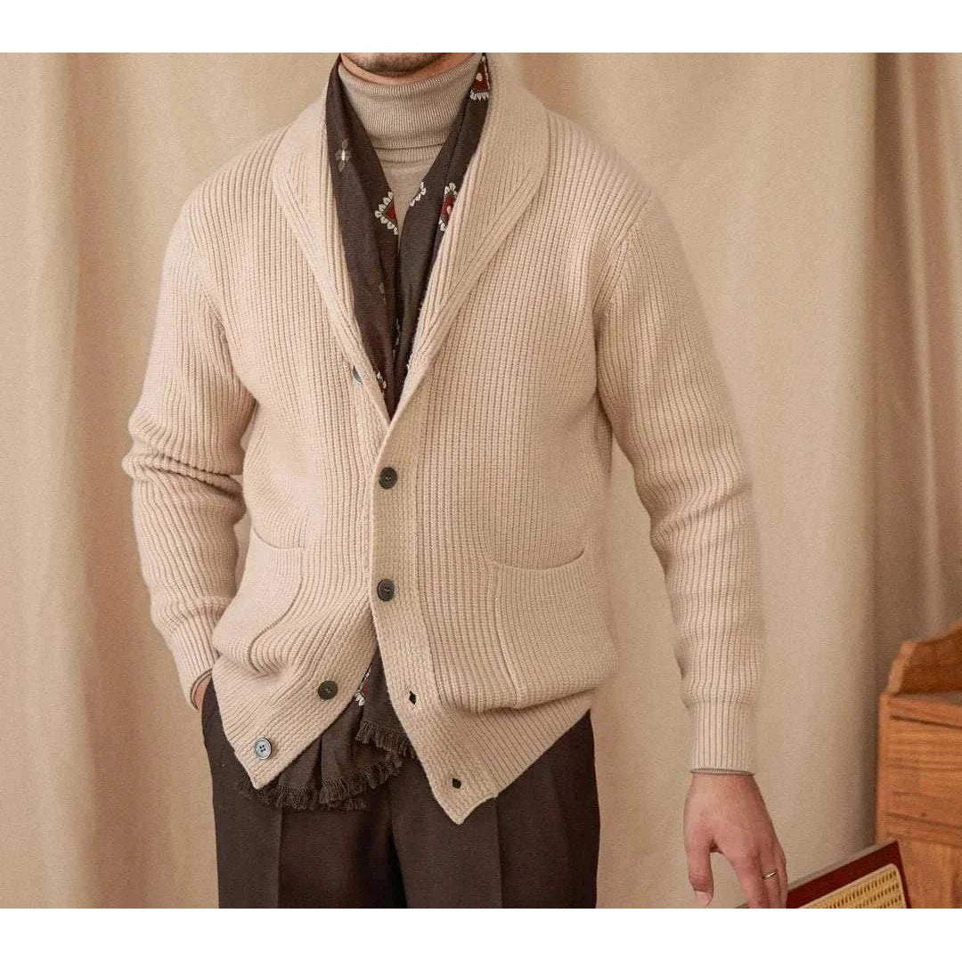 Men's classic wool-blend knit cardigan