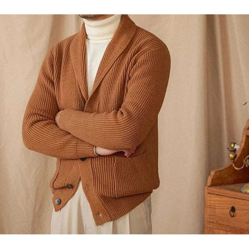 Men's classic wool-blend knit cardigan