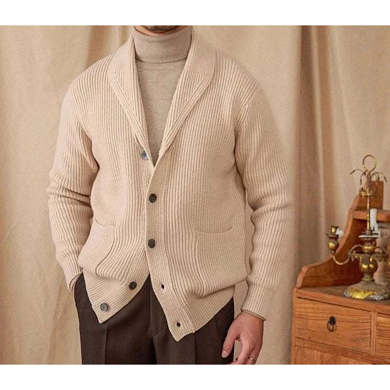 Men's classic wool-blend knit cardigan