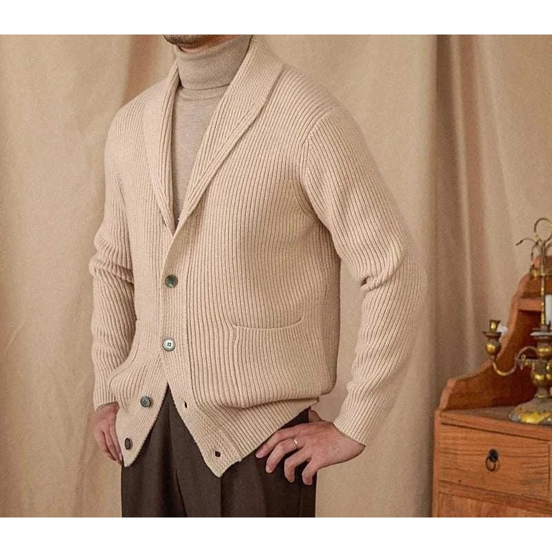 Men's classic wool-blend knit cardigan