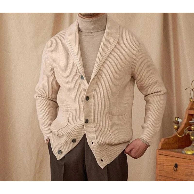 Men's classic wool-blend knit cardigan