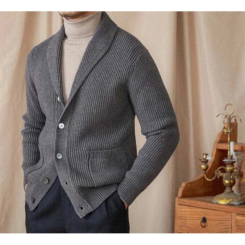 Men's classic wool-blend knit cardigan