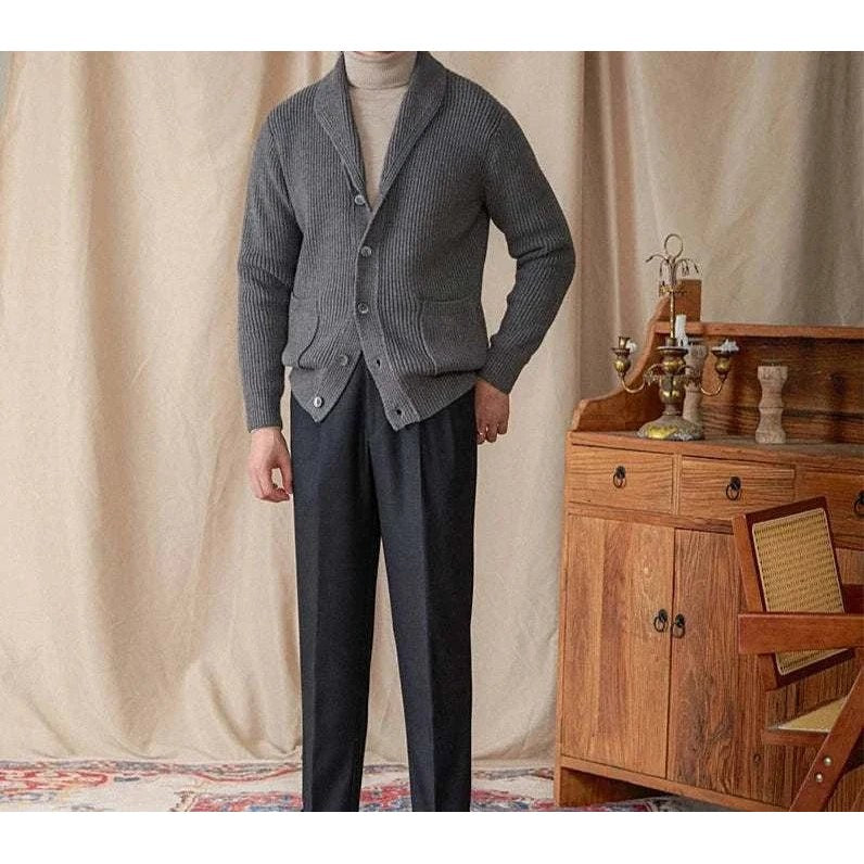 Men's classic wool-blend knit cardigan