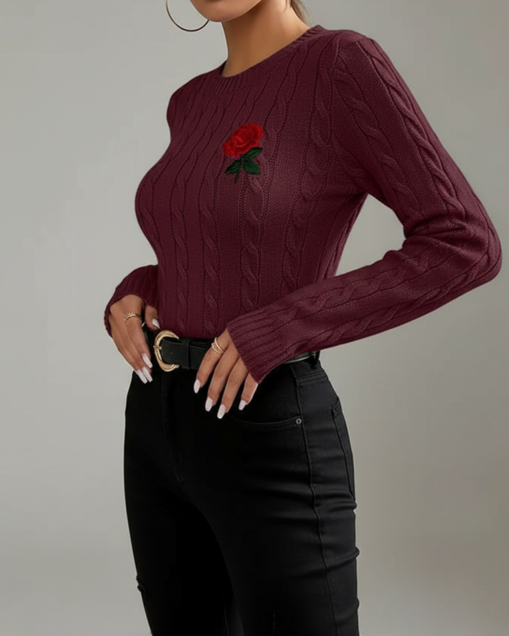 Kallos London | Vintage Cable-Knit Sweater with Embroidery