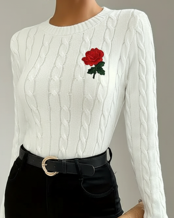Kallos London | Vintage Cable-Knit Sweater with Embroidery