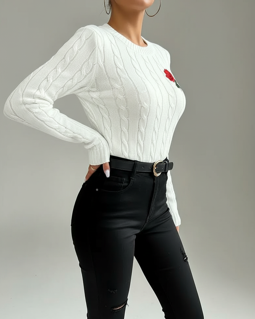 Kallos London | Vintage Cable-Knit Sweater with Embroidery