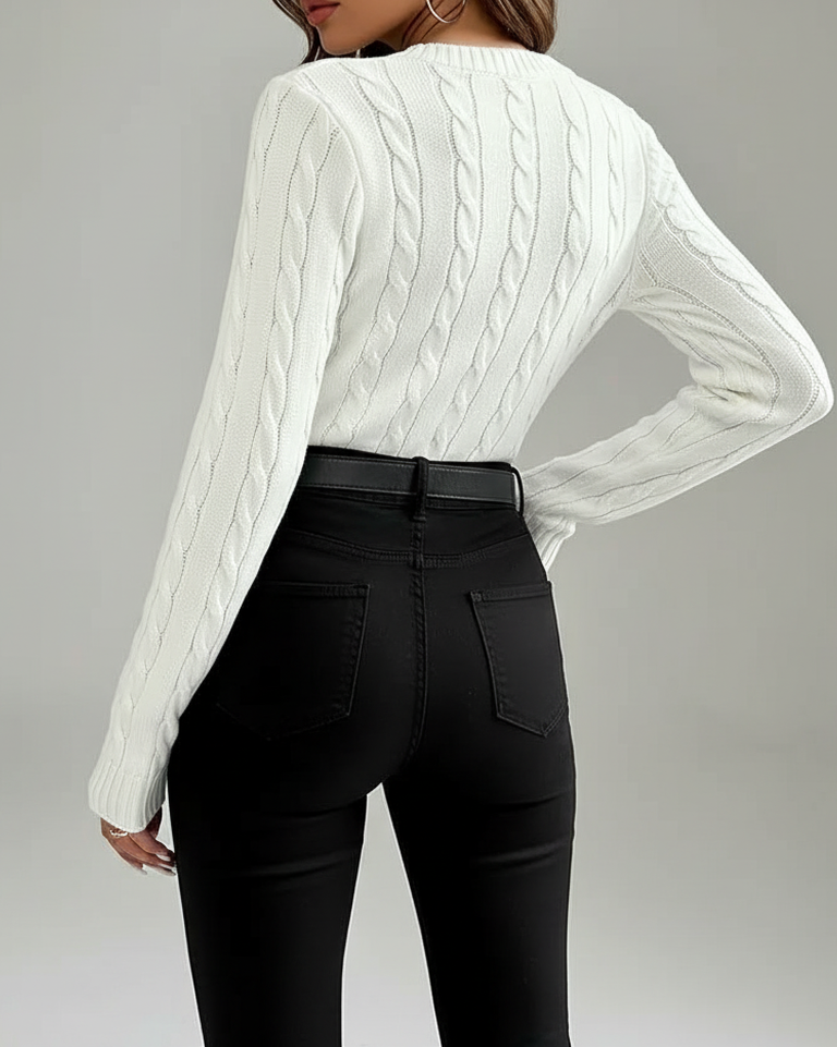Kallos London | Vintage Cable-Knit Sweater with Embroidery