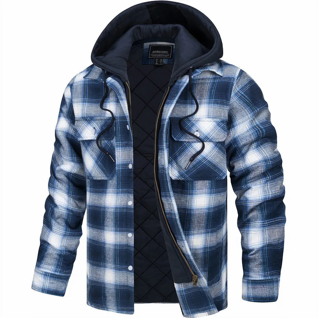 Men's full-zip wool-blend winter coat