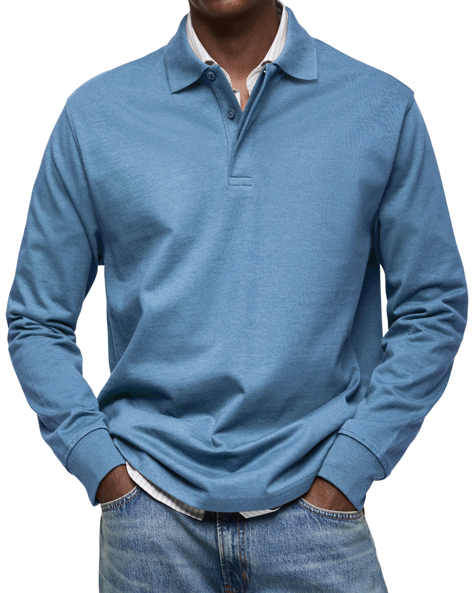 Refined Cotton Long Sleeve Polo for Men