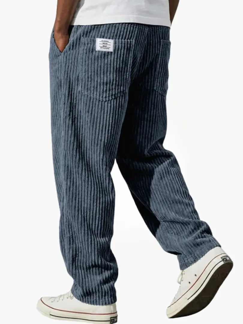 Men's relaxed cotton-blend corduroy trousers with drawstring waist