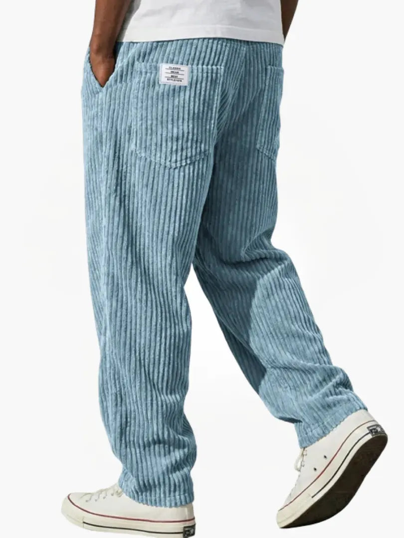 Men's relaxed cotton-blend corduroy trousers with drawstring waist