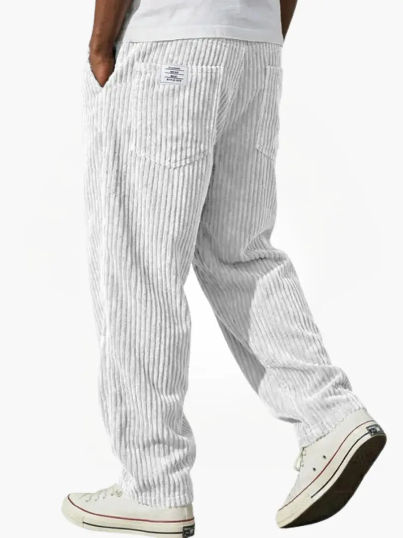Men's relaxed cotton-blend corduroy trousers with drawstring waist