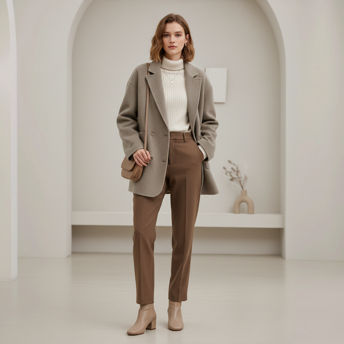 Kallos London CHIC Women's Wool Coats Loose Casual Double-Breasted Retro Double-Sided Jacket