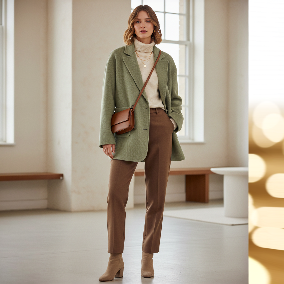 Kallos London CHIC Women's Wool Coats Loose Casual Double-Breasted Retro Double-Sided Jacket