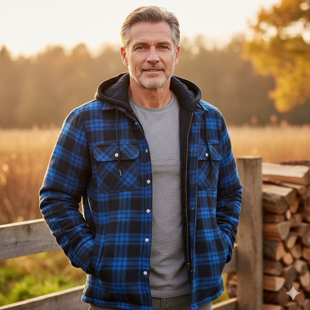 Men's full-zip wool-blend winter coat