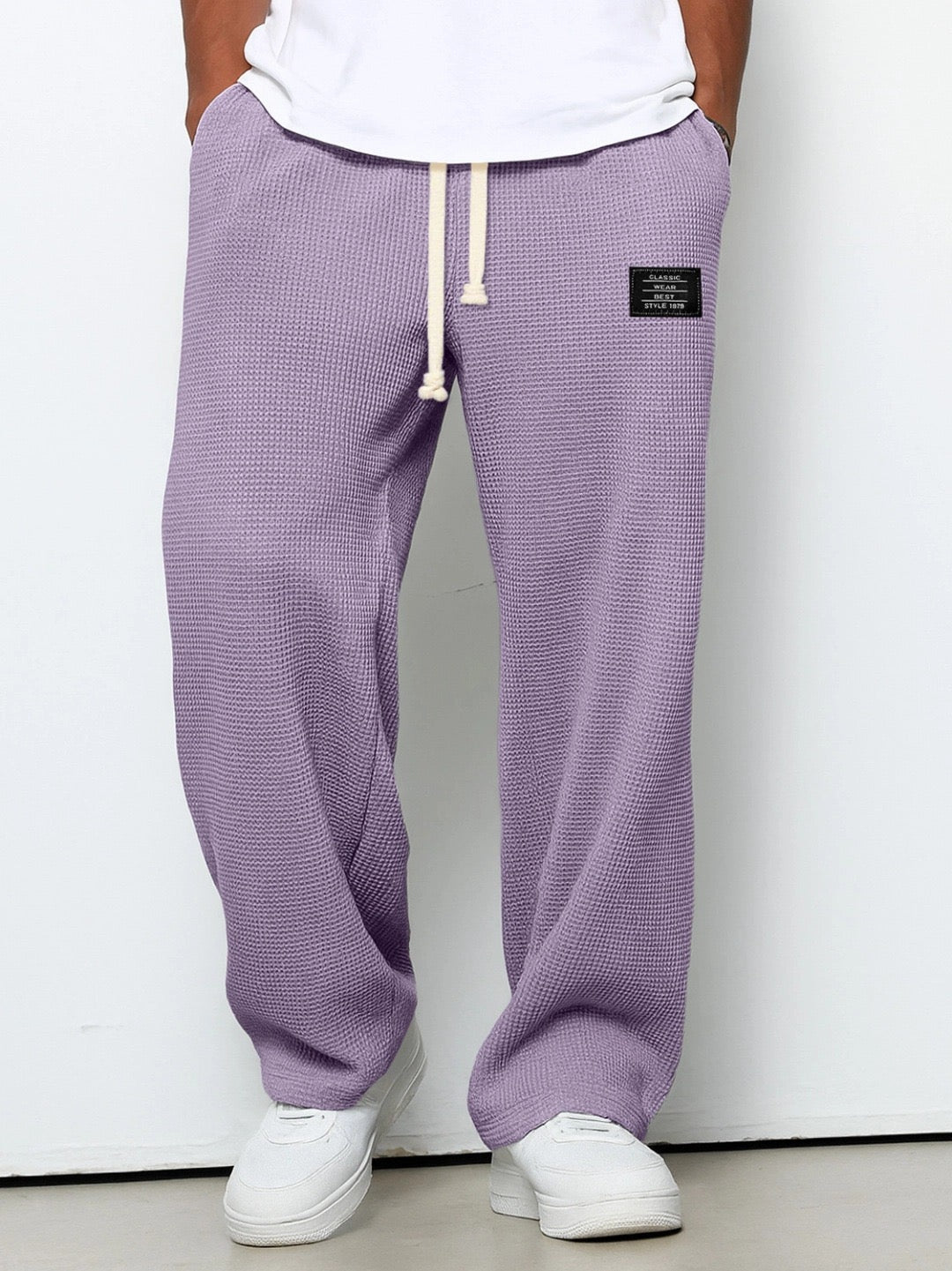 Men's woven trousers with elasticated drawcord waist