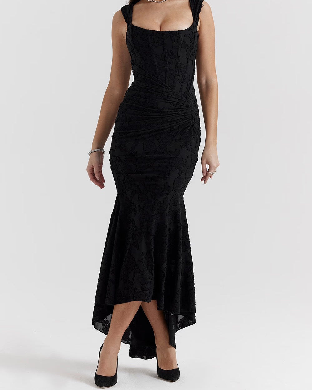 Floral Satin Evening Slip Dress