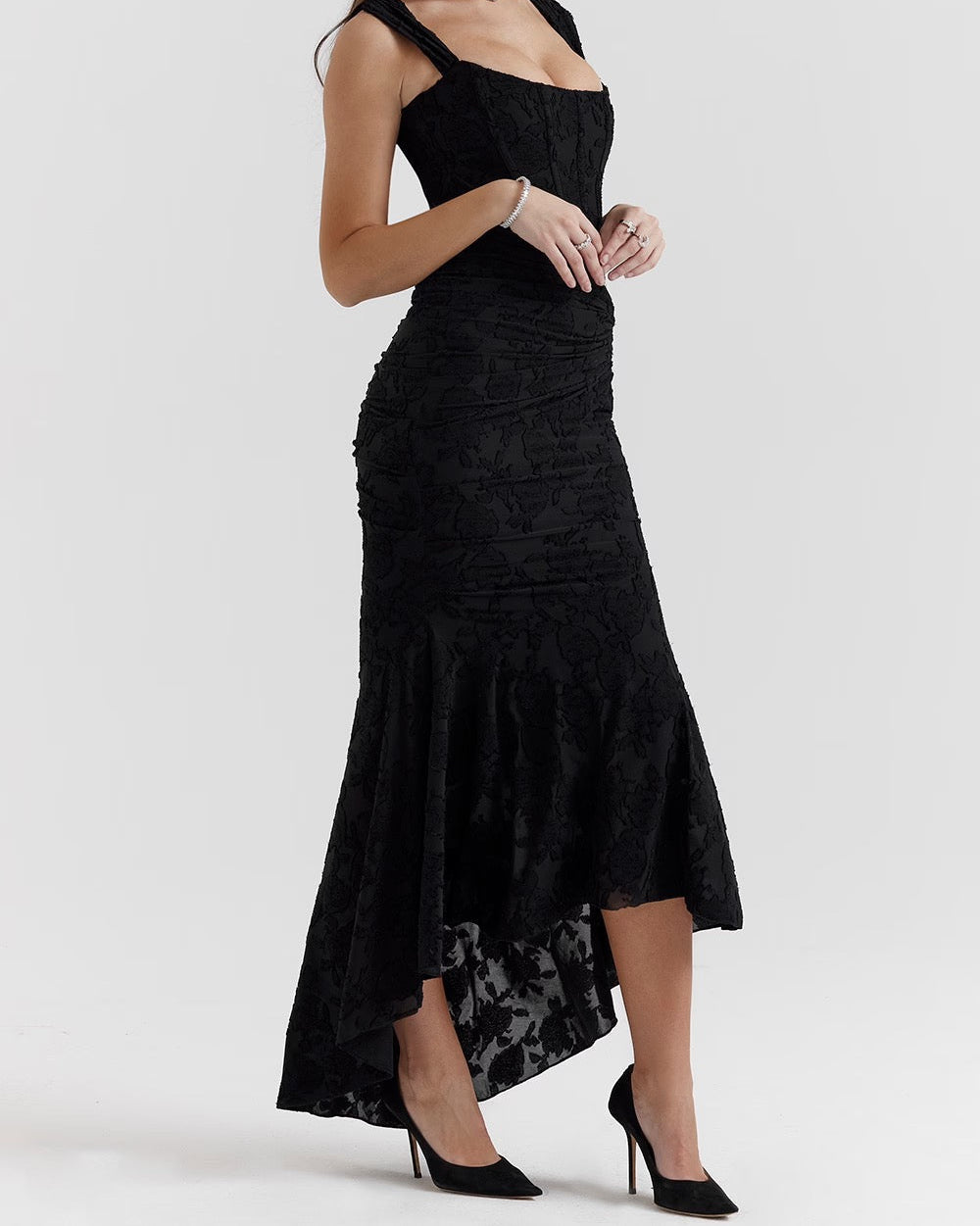 Floral Satin Evening Slip Dress