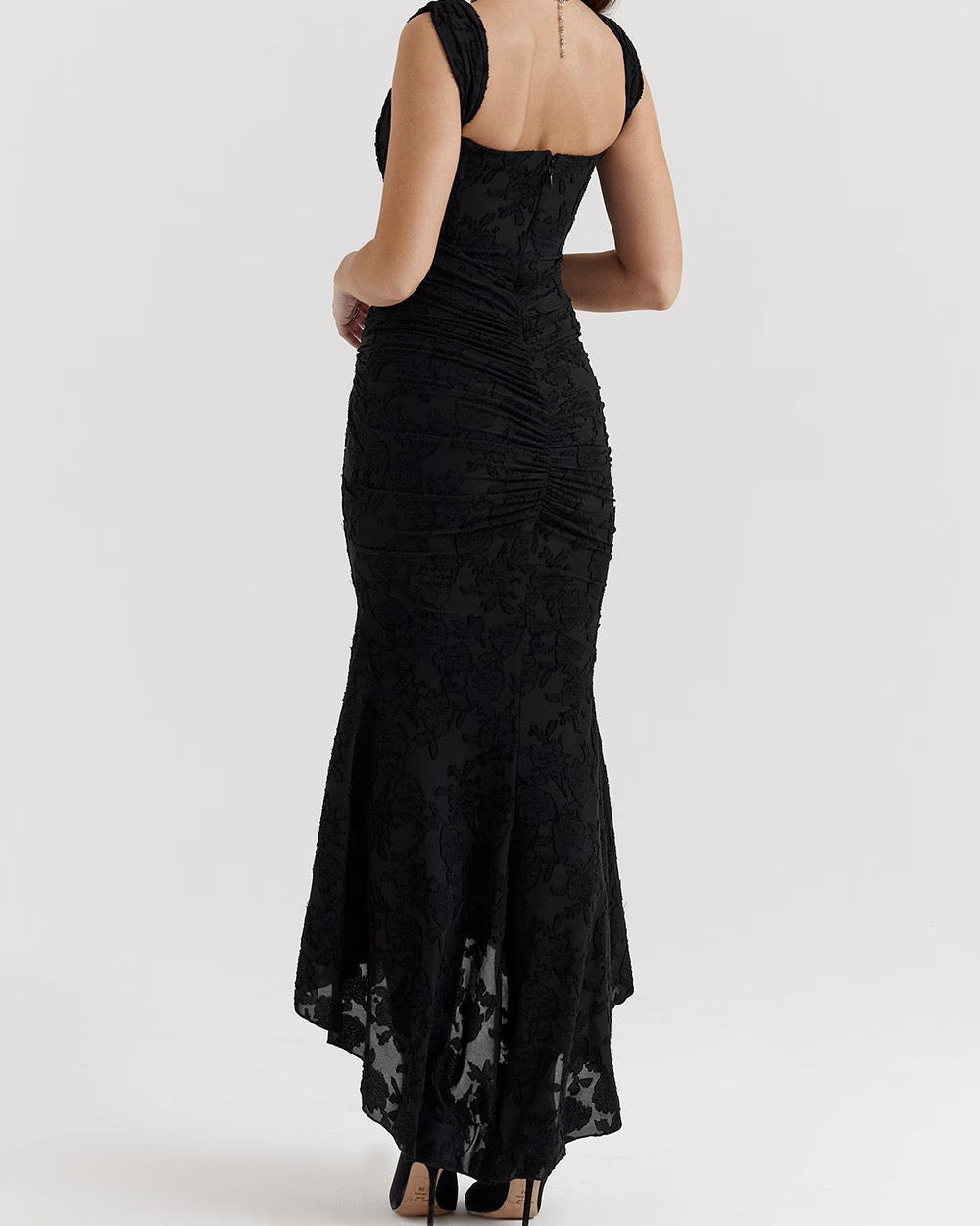 Floral Satin Evening Slip Dress
