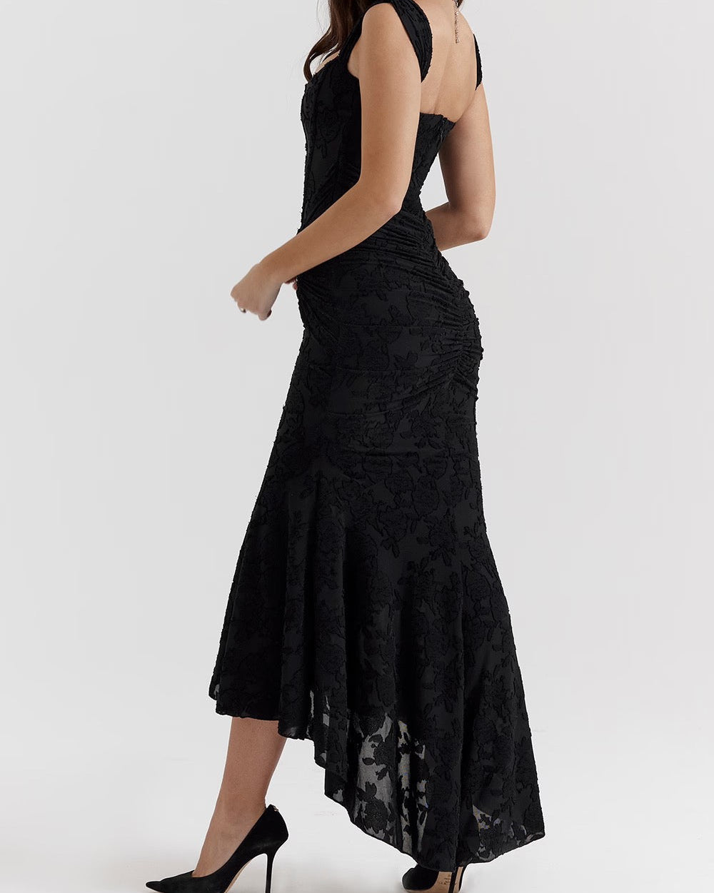 Floral Satin Evening Slip Dress