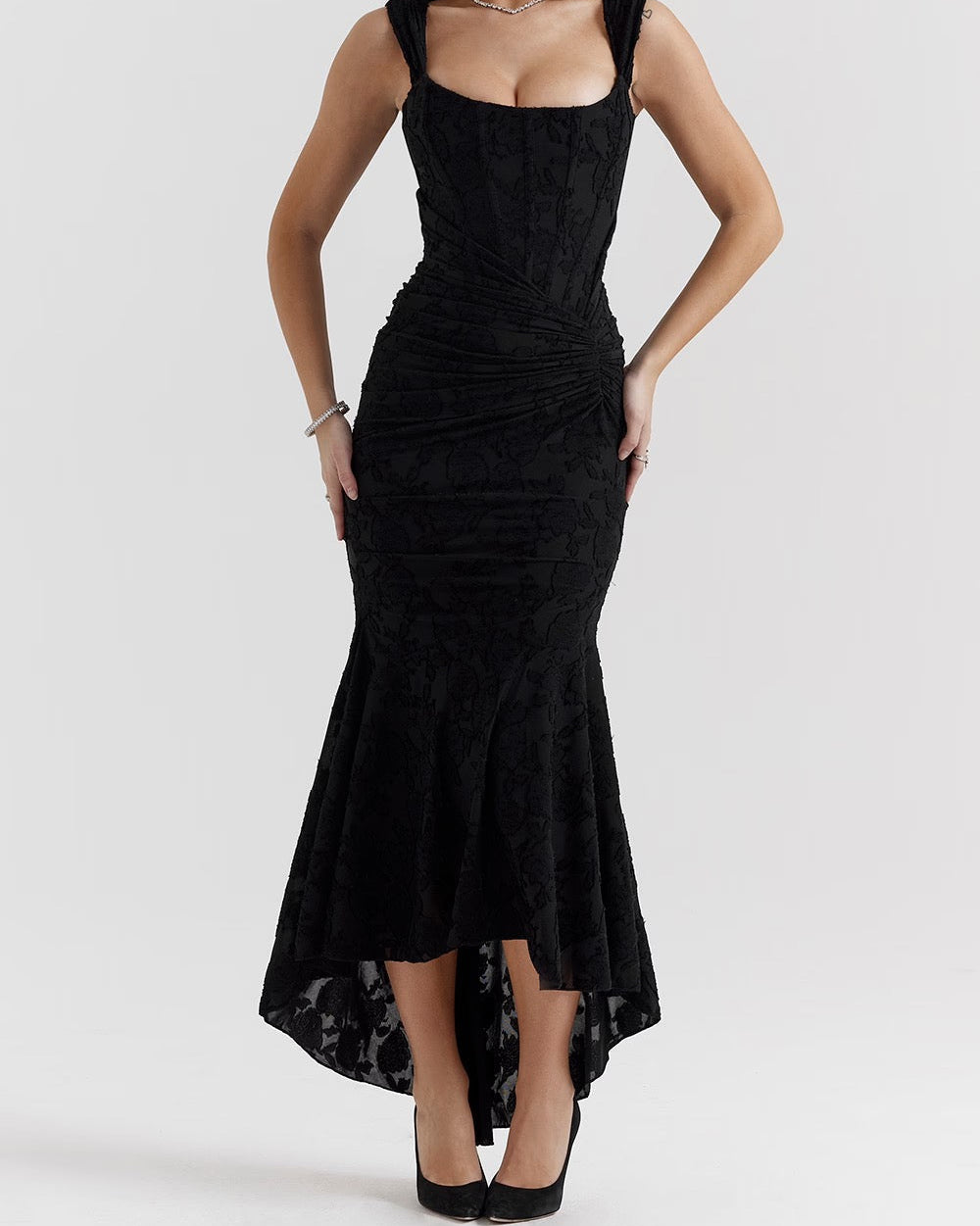 Floral Satin Evening Slip Dress