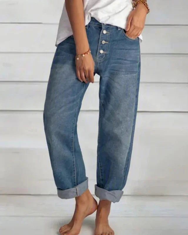 Kallos London | Relaxed Fit High Waist Denim Pants