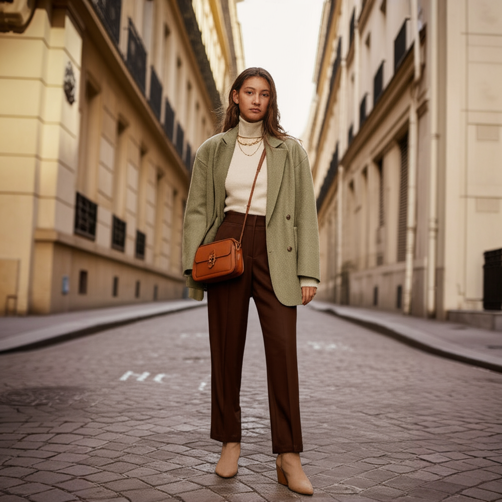 Kallos London CHIC Women's Wool Coats Loose Casual Double-Breasted Retro Double-Sided Jacket