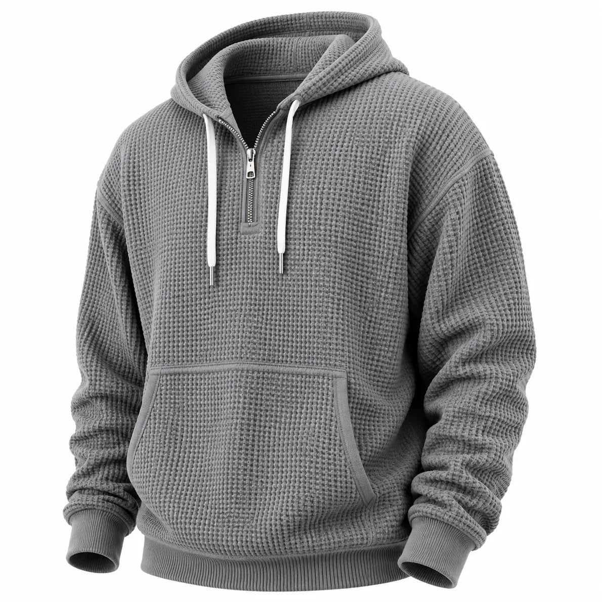 Men's waffle knit quarter-zip hoodie