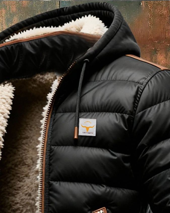Kallos London | Black Quilted Sherpa Winter Jacket