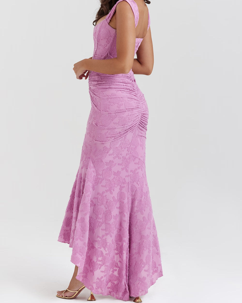 Floral Satin Evening Slip Dress