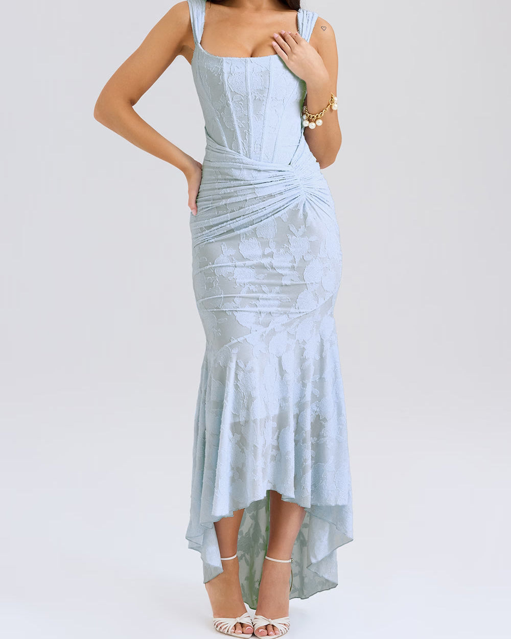 Floral Satin Evening Slip Dress
