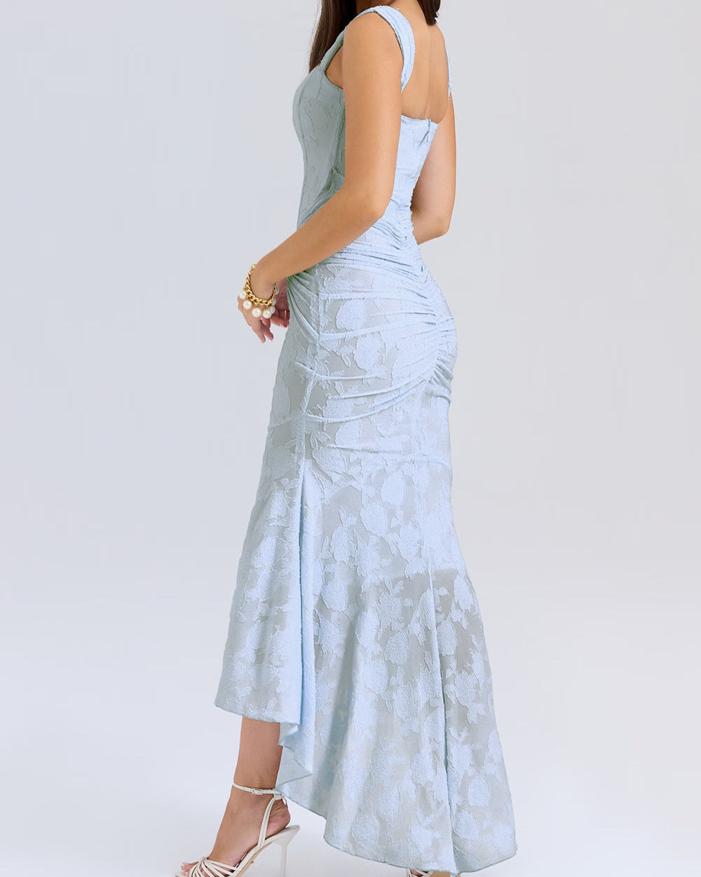 Floral Satin Evening Slip Dress